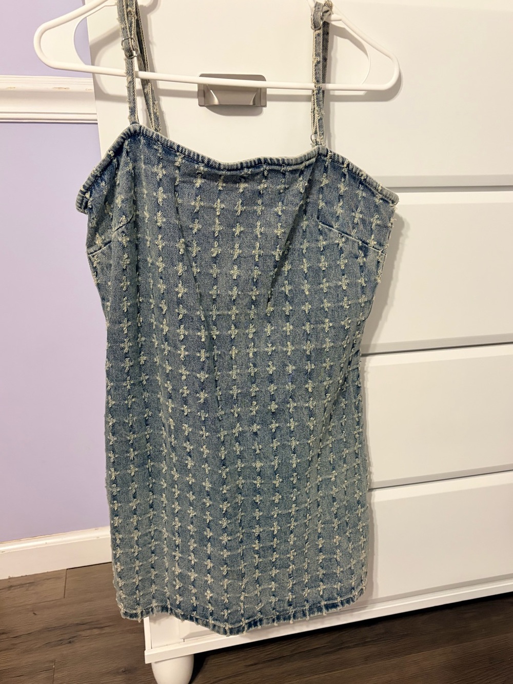 Forever 21 Light Blue Tweed-Style Denim Mini Dress